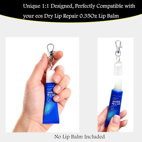 【4 عبوات】 أغطية سلسلة مفاتيح متوافقة مع بلسم الشفاه الجاف eos لإصلاح الشفاه بوزن 0.35 أونصة، حاملات سلسلة مفاتيح محمولة لملمع الشفاه ومرطب الشفاه in Kuwait
