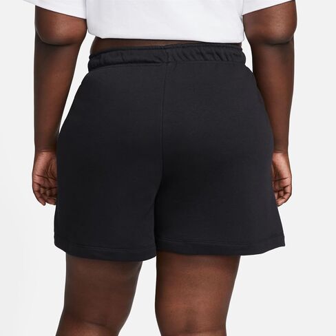 شورت Nike Women's Plus Club Fleece متوسط ​​الارتفاع 4 بوصات 3X أسود/أبيض in Saudi Arabia