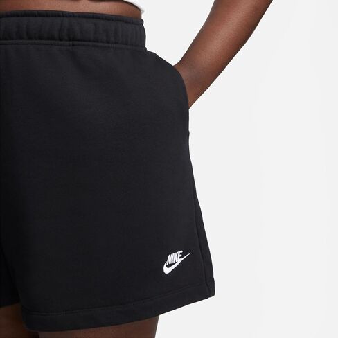 شورت Nike Women's Plus Club Fleece متوسط ​​الارتفاع 4 بوصات 3X أسود/أبيض in Saudi Arabia