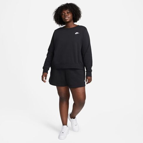 شورت Nike Women's Plus Club Fleece متوسط ​​الارتفاع 4 بوصات 3X أسود/أبيض in Saudi Arabia