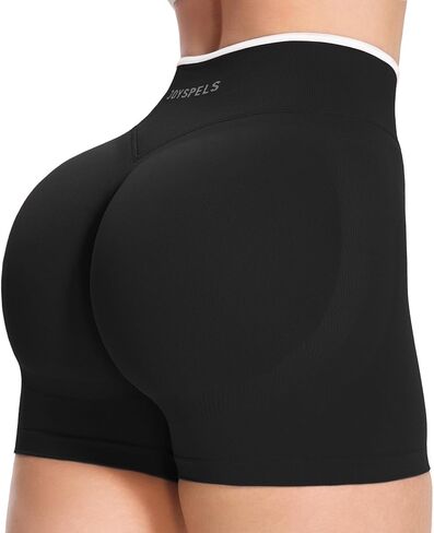 JOYSPELS SEAMX High Waist V-Shaped Scrunch Shorts for Women – Seamless Booty Lifting Workout Gym Yoga Running Athletic Shorts in Kuwait