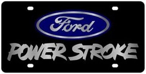 Ford Power Stroke License Plate on Black Steel in Saudi Arabia
