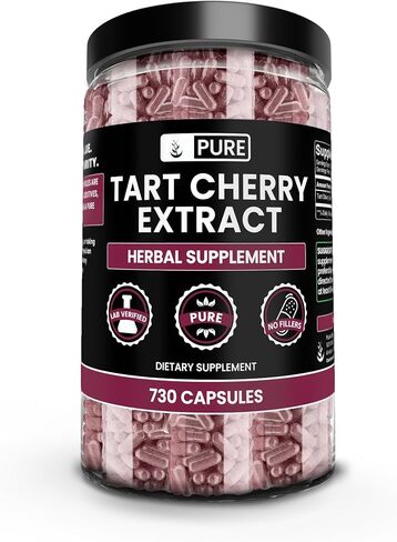 PURE ORIGINAL INGREDIENTS Tart Cherry Extract (730 Capsules) No Magnesium Or Rice Fillers, Always Pure, Lab Verified in Saudi Arabia