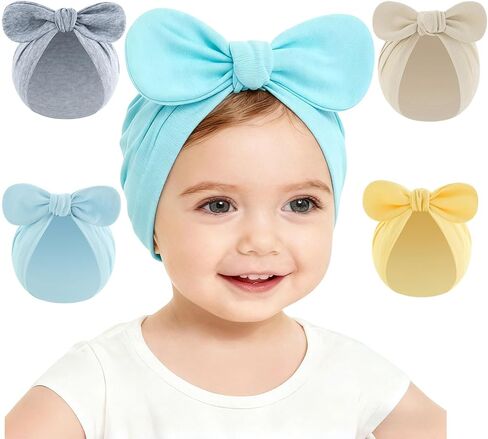 قبعة SecretCastle للأطفال مكونة من 4 قبعات لحديثي الولادة قابلة للتمدد بعقدة على شكل فيونكة وقبعة عمامة للأطفال من عمر 0 ​​إلى 6 سنوات in Kuwait