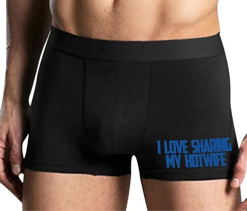 Knaughty Knickers I Love To Share My Hotwife Swinger Hotwife Stag Vixen Cuck Black Mens Boxer Brief Adult Fun Design in Saudi Arabia