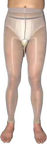 Men's Sexy 8D Oil Shiny Pantyhose with Sheath Nylon Sheer Stockings Silky Footless Tights in Saudi Arabia