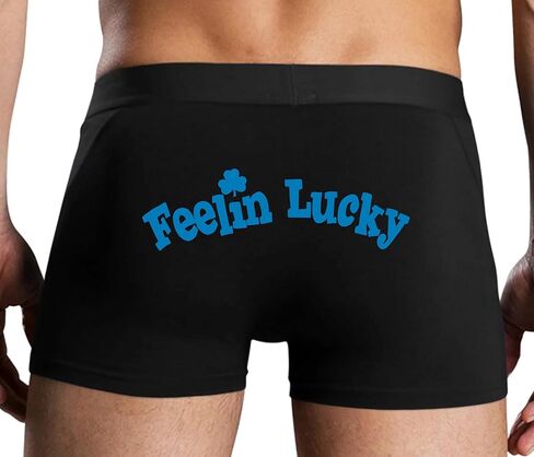 Knaughty Knickers Feeling Lucky - Cute Irish Shamrock Saint Patricks Paddys Black Mens Boxer Brief Sexy Adult Design in Kuwait