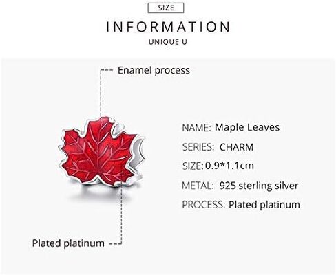 Bracelet Charm Bead Maple Leaf DIY Charm 925 Sterling Silver Fits Pandora Bracelet Necklace in Saudi Arabia