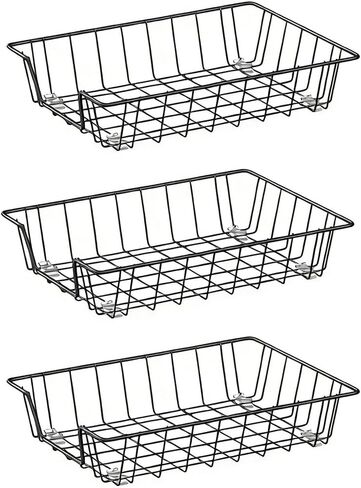 منظم صينية مكتب الرسائل، علبة تخزين ملفات A4، سلة تخزين ملفات المجلات، أسود، 3 عبوات in Kuwait