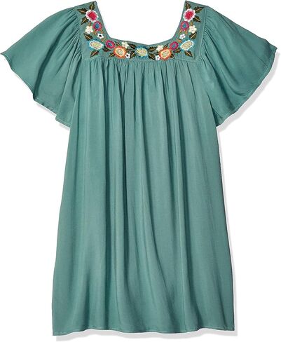Angie Girls' Little Big Girls Embroidered Square Neck Dress in Saudi Arabia