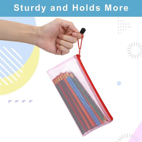 50 Pack Plastic Mesh Zipper Pouch, 5 Colors (8.85 x 4.52 inches) Plastic Zipper Pouches for Organizing Documents, Cosmetics, Office Supplies and Travel Storage Essentials in Saudi Arabia