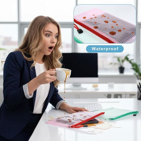 50 Pack Plastic Mesh Zipper Pouch, 5 Colors (8.85 x 4.52 inches) Plastic Zipper Pouches for Organizing Documents, Cosmetics, Office Supplies and Travel Storage Essentials in Saudi Arabia