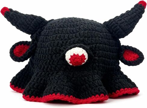 Funny Monster Crochet Hat Spooky Cute Handmade Knitted Bucket Hat with Devil Horns and 3D eyeball for Halloween in Kuwait