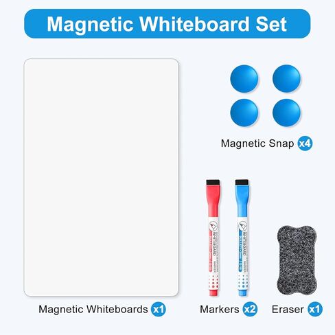 Magnetic Whiteboard for Fridge, 20" x 13" Dry Erase Board Set with Markers & Eraser, Strong Magnet & Stain-Resistant Surface, Fridge Calendar for Notes, Grocery List, Meal Planning & Family Schedule in Saudi Arabia