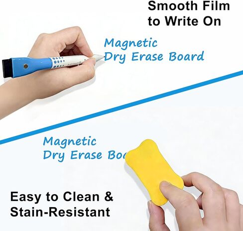 Magnetic Whiteboard for Fridge, 20" x 13" Dry Erase Board Set with Markers & Eraser, Strong Magnet & Stain-Resistant Surface, Fridge Calendar for Notes, Grocery List, Meal Planning & Family Schedule in Saudi Arabia