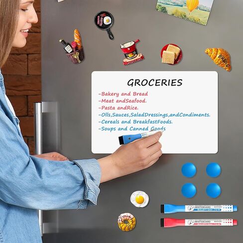 Magnetic Whiteboard for Fridge, 20" x 13" Dry Erase Board Set with Markers & Eraser, Strong Magnet & Stain-Resistant Surface, Fridge Calendar for Notes, Grocery List, Meal Planning & Family Schedule in Saudi Arabia