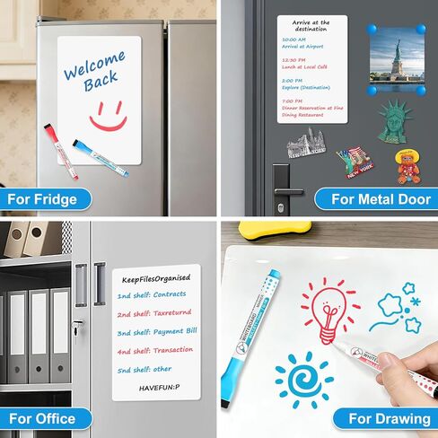 Magnetic Whiteboard for Fridge, 20" x 13" Dry Erase Board Set with Markers & Eraser, Strong Magnet & Stain-Resistant Surface, Fridge Calendar for Notes, Grocery List, Meal Planning & Family Schedule in Saudi Arabia