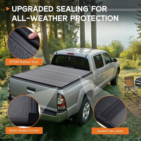 Albott 5 FT FRP غطاء سرير شاحنة صلب ثلاثي الطي لغطاء سرير Toyota Tacoma 2016-2026 للشاحنات (يناسب فقط الموديلات مع نظام السكك الحديدية على سطح المصنع) in Kuwait
