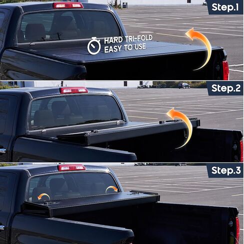 Albott 5 FT FRP غطاء سرير شاحنة صلب ثلاثي الطي لغطاء سرير Toyota Tacoma 2016-2026 للشاحنات (يناسب فقط الموديلات مع نظام السكك الحديدية على سطح المصنع) in Kuwait