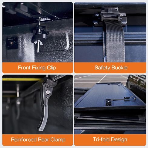 Albott 5 FT FRP غطاء سرير شاحنة صلب ثلاثي الطي لغطاء سرير Toyota Tacoma 2016-2026 للشاحنات (يناسب فقط الموديلات مع نظام السكك الحديدية على سطح المصنع) in Kuwait