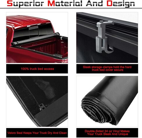 CCIYU Soft Roll-Up Truck Bed Tonneau Cover Fits for Ford Ranger 1983-2013 for Mazda B2300 1994-2010 for Mazda B2500 1998-2001 for Mazda B3000 1994-2008 for Mazda B4000 1994-2010 6 ft Bed in Saudi Arabia