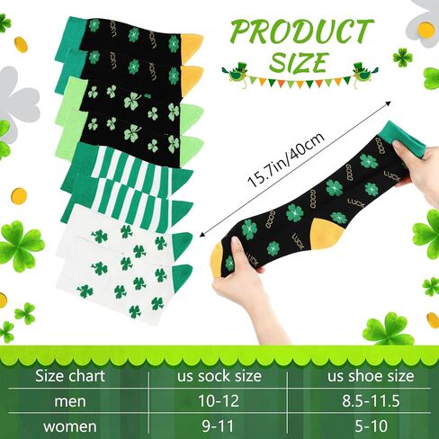 Tarpop 6 Pairs Saint Patrick's Day Socks Shamrock Cotton Unisex Funny Saint Patrick's Day Socks Gifts for Men's Women(Shamrock) in Saudi Arabia
