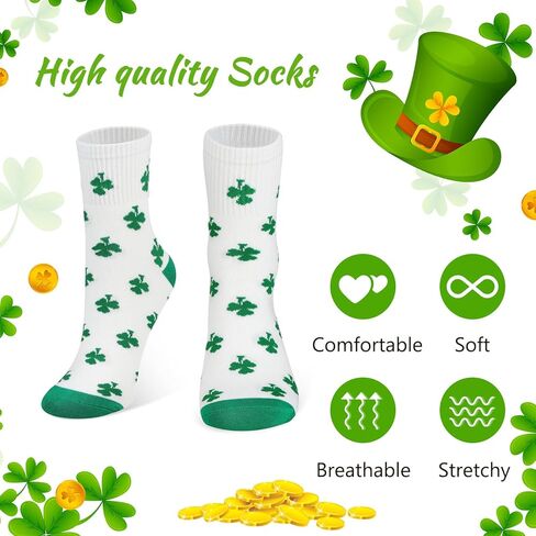 Tarpop 6 Pairs Saint Patrick's Day Socks Shamrock Cotton Unisex Funny Saint Patrick's Day Socks Gifts for Men's Women(Shamrock) in Saudi Arabia