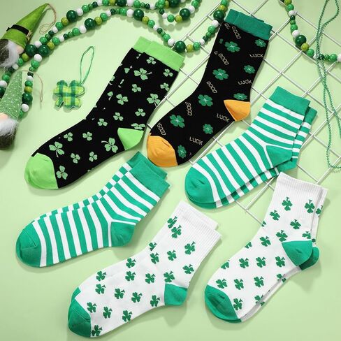 Tarpop 6 Pairs Saint Patrick's Day Socks Shamrock Cotton Unisex Funny Saint Patrick's Day Socks Gifts for Men's Women(Shamrock) in Saudi Arabia