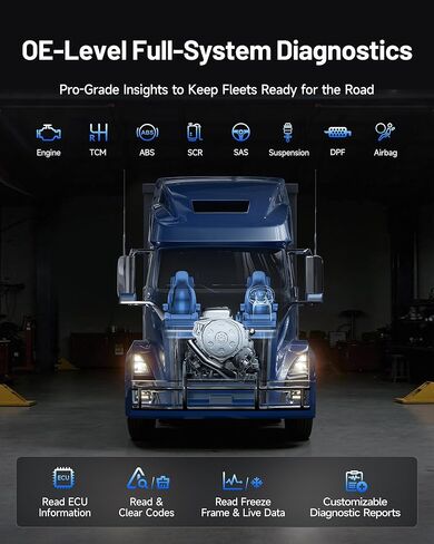 TOPDON ArtiDiag HD Heavy Duty Truck Scanner, Diesel Diagnostic Tool, Full System Truck Scanner for Cummins Detroit MaxxForce, 10 Reset Service, DPF Regen, Speed Limit Adjust Reset, 2 Years Free Update in Saudi Arabia