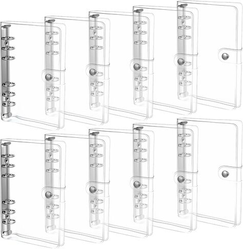 10 Pack A6 6 Ring Binder, Clear 6 Ring Binder A6, Soft PVC Transparent Cover with Metal Rings, for Refillable Notebooks School Office Meeting Supplies (5.3 x 7.4 Inches) in Kuwait