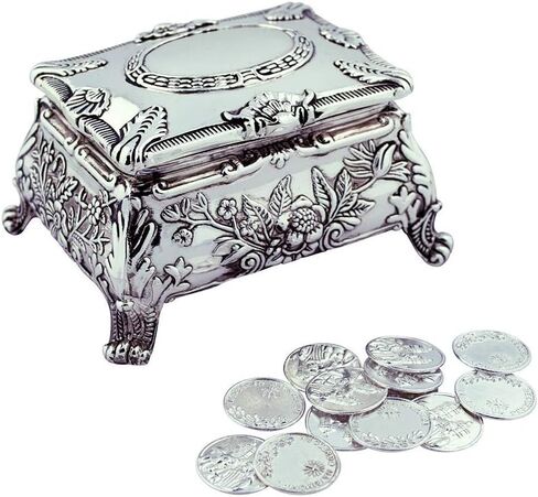 Arras De Boda Gift Set | Comes with Coins | 9 Styles | Wedding Metal Boxes Spanish Matrimony Ceremony (Rectangle Shaped with Fleurs de Lis) in Saudi Arabia