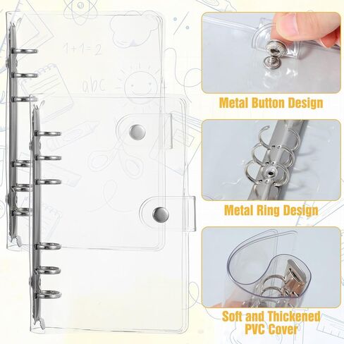 10 Pack A6 6 Ring Binder, Clear 6 Ring Binder A6, Soft PVC Transparent Cover with Metal Rings, for Refillable Notebooks School Office Meeting Supplies (5.3 x 7.4 Inches) in Kuwait