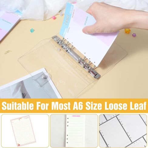 10 Pack A6 6 Ring Binder, Clear 6 Ring Binder A6, Soft PVC Transparent Cover with Metal Rings, for Refillable Notebooks School Office Meeting Supplies (5.3 x 7.4 Inches) in Kuwait