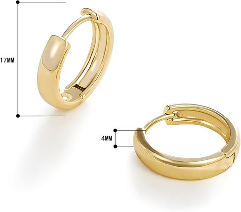 14K Gold Plated Hoop Earrings for Women, Small Huggie Hoop Earrings, Dainty Minimalist Gold Hoops, Huggie Earring Chunky Classic Circula, Hypoallergenic Lightweight Gold Earrings. in Saudi Arabia