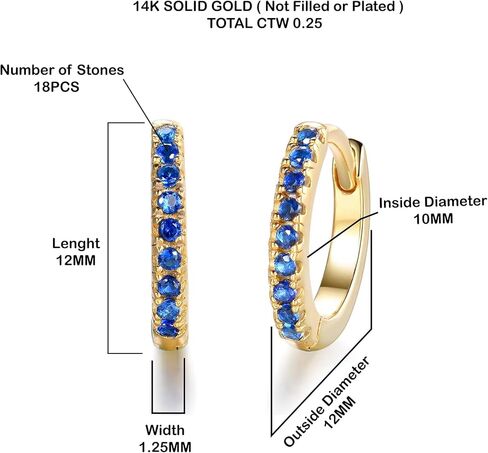 أقراط دائرية أنيقة من الياقوت - حجم مثالي | لا يسبب الحساسية من الذهب الصلب عيار 14 قيراط in Kuwait