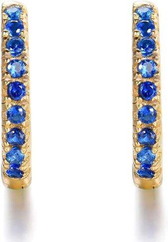 أقراط دائرية أنيقة من الياقوت - حجم مثالي | لا يسبب الحساسية من الذهب الصلب عيار 14 قيراط in Kuwait