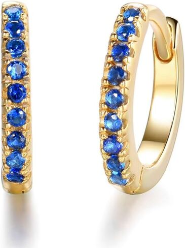 أقراط دائرية أنيقة من الياقوت - حجم مثالي | لا يسبب الحساسية من الذهب الصلب عيار 14 قيراط in Kuwait