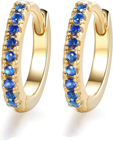 أقراط دائرية أنيقة من الياقوت - حجم مثالي | لا يسبب الحساسية من الذهب الصلب عيار 14 قيراط in Kuwait