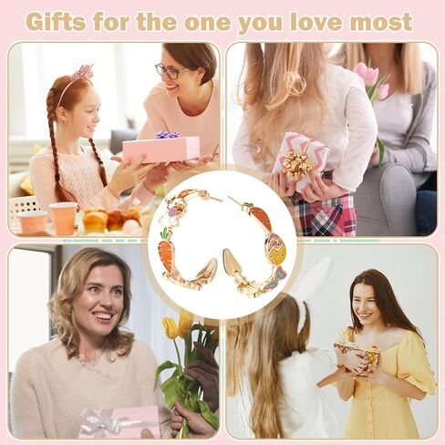 Kigeli Easter Hoop Earrings for Women Cute Large Easter Enamel Hoop Earrings Gift Spring Holiday Theme Jewelry Rabbits Eggs Carrots Butterflies Jewelry Gift for Women Outfits Accessories Party Favors in Saudi Arabia