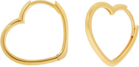 الصلبة 14K الذهب الأصفر متمحور القلب Huggie هوب الاقراط الجانبية in Saudi Arabia