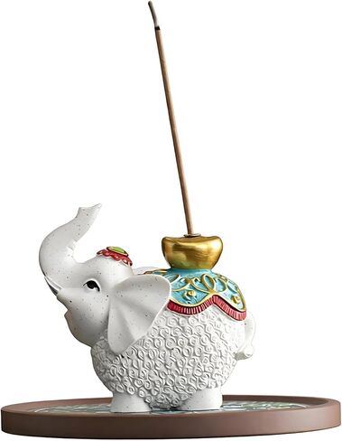 حامل بخور Lucky Elephant - موقد مصنوع يدويًا مع صينية رماد لليوجا التأمل، وديكور المنزل والهدايا الروحية in Saudi Arabia