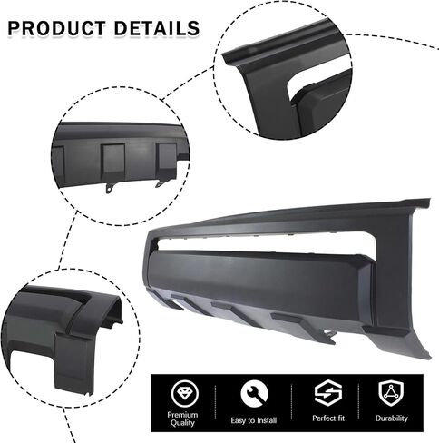 Bewild Fit لـ 2014-2021 Toyota Tundra غطاء المصد الأمامي لوحة اللفافة مع شبكة + غطاء نهاية جانبية للنماذج بدون نظام مساعدة الحديقة قطع غيار سوداء غير لامعة in Saudi Arabia