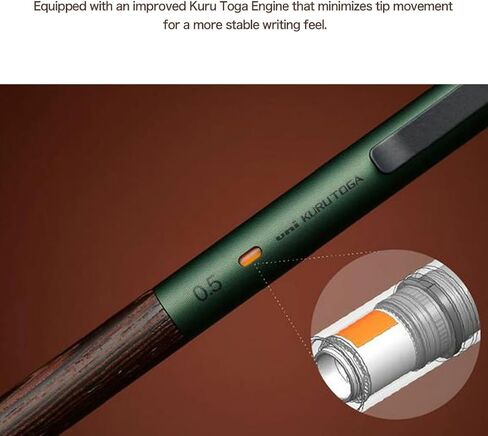 Uni Kuru Toga Wood, 0.5mm Mechanical Pencil, Auto Lead Rotation, Wooden Grip and Metal Body, Steel Grey (M5KW1P.23) in Saudi Arabia