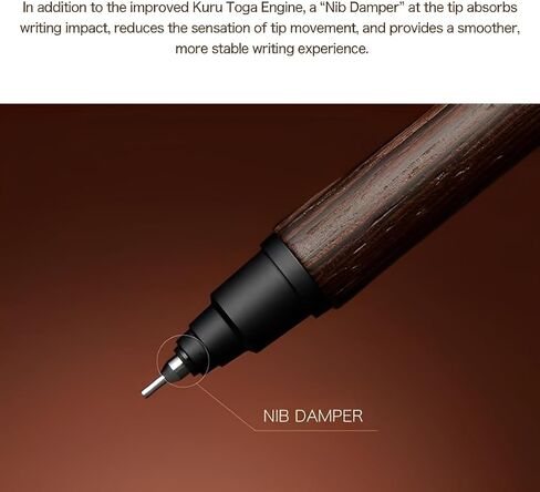 Uni Kuru Toga Wood, 0.5mm Mechanical Pencil, Auto Lead Rotation, Wooden Grip and Metal Body, Steel Grey (M5KW1P.23) in Saudi Arabia
