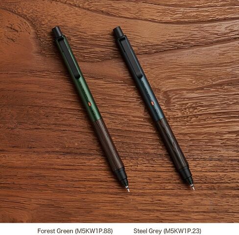 Uni Kuru Toga Wood, 0.5mm Mechanical Pencil, Auto Lead Rotation, Wooden Grip and Metal Body, Steel Grey (M5KW1P.23) in Saudi Arabia