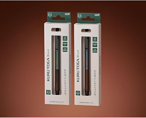 Uni Kuru Toga Wood, 0.5mm Mechanical Pencil, Auto Lead Rotation, Wooden Grip and Metal Body, Steel Grey (M5KW1P.23) in Saudi Arabia