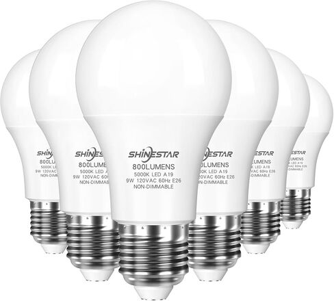 لمبة SHINESTAR E26 LED بقدرة 60 وات قابلة للتعتيم، 4000 كلفن أبيض ساطع، مصابيح إضاءة إديسون لزينة الحمام، 4 عبوات in Saudi Arabia