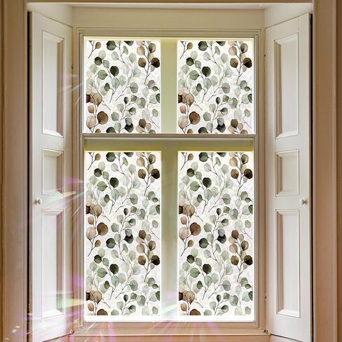 QUCHENG Suncatcher ساكنة نافذة الفيلم الزجاج تتشبث الألوان المائية يترك الخصوصية صائق غرفة المعيشة الشمس حجب ديكور ملون ملصقات كبيرة DIY الزينة in Kuwait