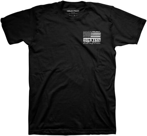 Hold Fast Mens T-Shirt - Jesus is King Flag - Black in Kuwait