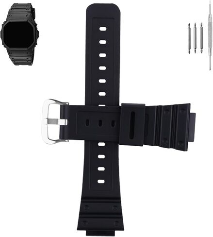 Men's Resin Watch Band Compatible with Casio 10512401 DW-5600 GWM-5610 DWE-5600 GM-5600 GW-B5600 DW-D5500 DW-5305 Outdoor Sports Rubber Watch Strap Bracelet in Saudi Arabia
